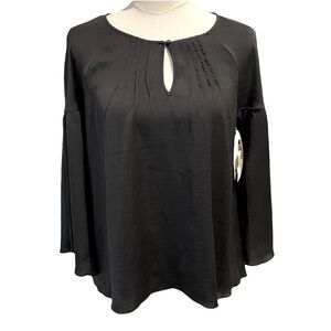 HINGE Black Bell Sleeve Boho Blouse Women’s Size Small  8954 New With Tags